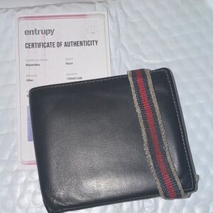 Gucci Black Wallet with Red and Blue Strap
